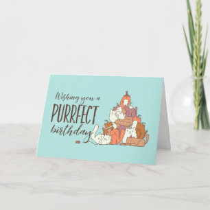 Cute Cat Lover Purrfect Birthday Funny Birthday Card