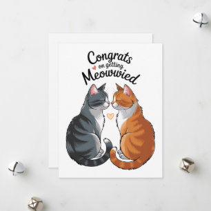 Cute Cat Lover Wedding Congratulations Engagement Holiday Card