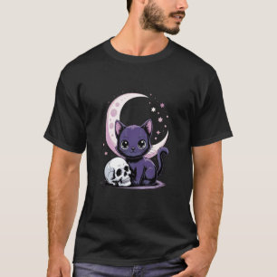 Cute Cat Lovers Black Cat Halloween Moon Sweet New T-Shirt