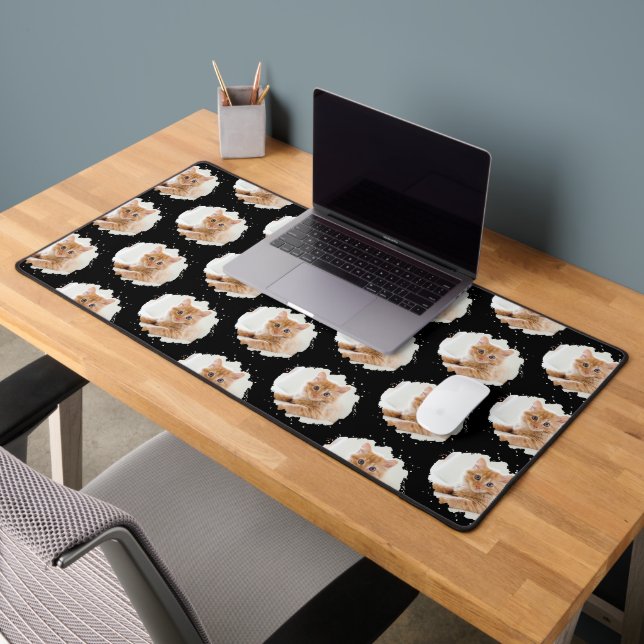 Cute Cat Lovers Custom Photo Pattern Desk Mat (Office 2)