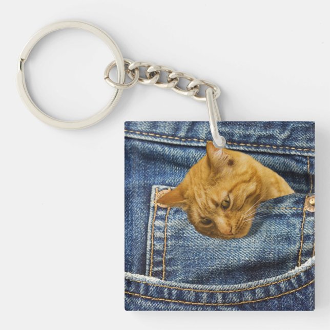 Cute Cat Lovers Keepsake gift Key Ring (Front)