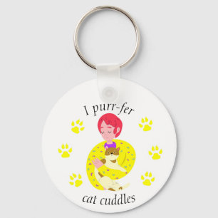 Cute Cat Lovers Purr-fer Cat Cuddles Key Ring