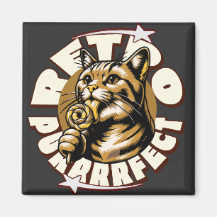 Cute Cat Lovers Retro Lollipop  Magnet