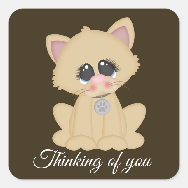 Cute cat lovers thinking of you sticker (Front)