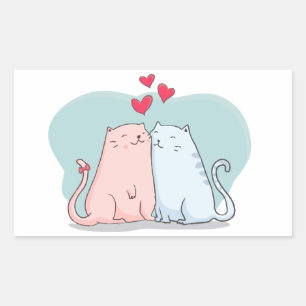 Cute Cat Lovers - Wedding Bridal Shower Kitten Mum Rectangular Sticker