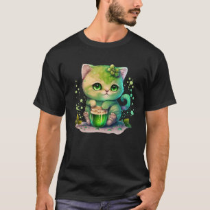 Cute Cat Loves Beer St Patrick s Day Cat   2 T-Shirt