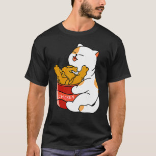 Cute Cat  Loves Fried Chicken Love Cat Fied Chicke T-Shirt