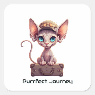 Cute Cat Luggage Tag Gift for Cat Lovers & Travel