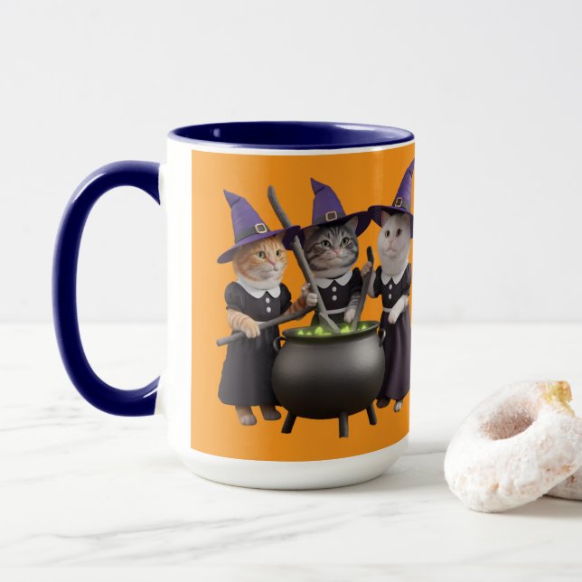 Cute Cat Macbeth Halloween Mug (With Donut)