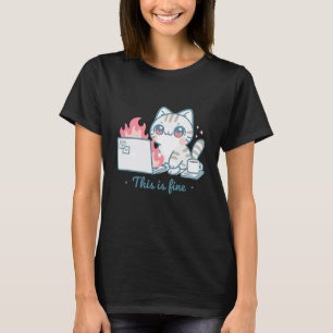 Cute Cat Meme Office Chaos Burnout Humour Stress R T-Shirt