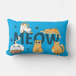 Cute Cat “MEOW” Decorative Lumbar Cushion