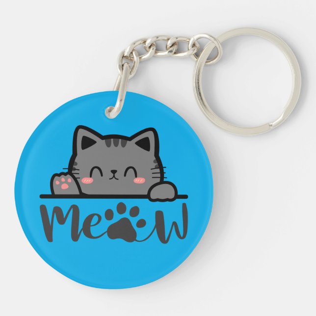 Cute Cat Meow Keychain – Funny Kitty Gift (Back)