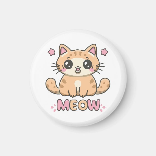 cute cat meow magnet (Front)