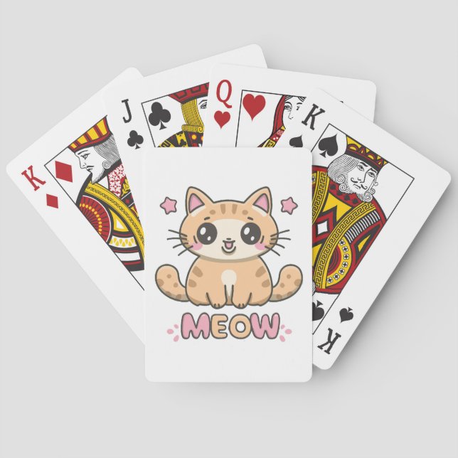 cute cat meow playing cards (Back)