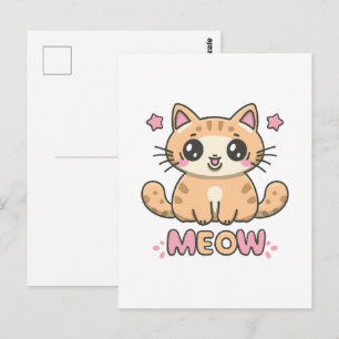 cute cat meow postcard