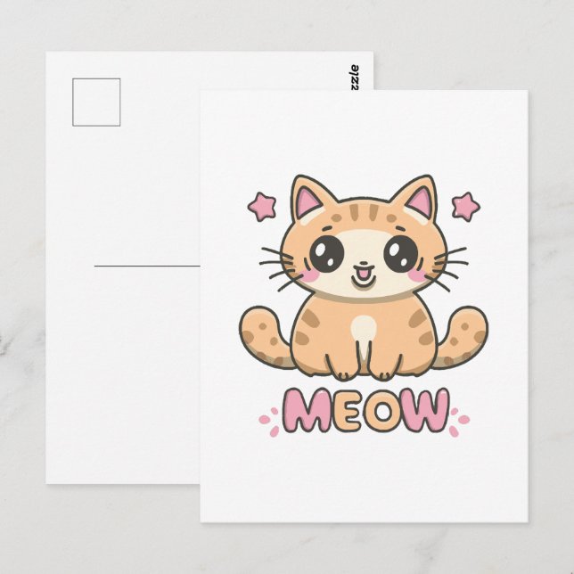 cute cat meow postcard (Front/Back)