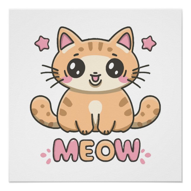 cute cat meow poster (Front)