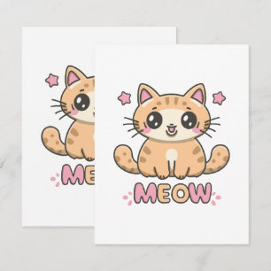 cute cat meow RSVP card