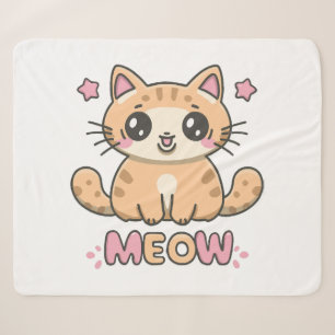 cute cat meow sherpa blanket