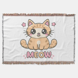 cute cat meow throw blanket