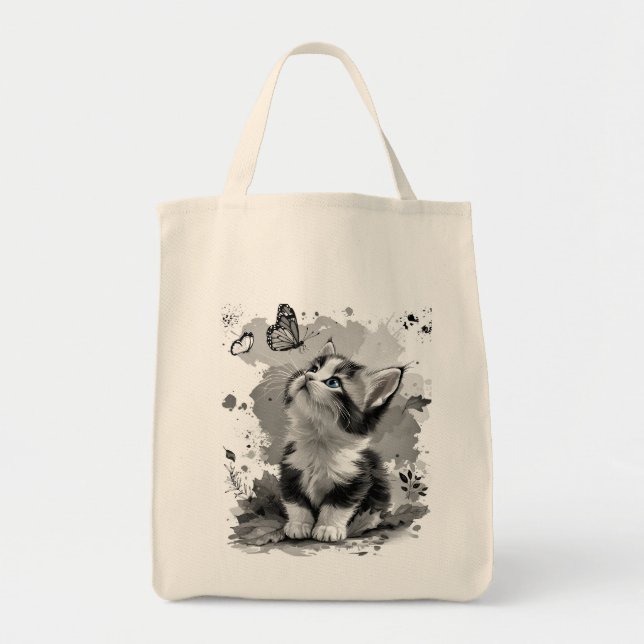 Cute Cat Meow Tote Bag (Front)