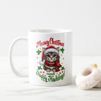 Cute Cat Meowy Christmas And Happy Pawlidays Mug