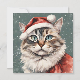 Cute Cat Meowy Christmas Funny Cat Holiday Card