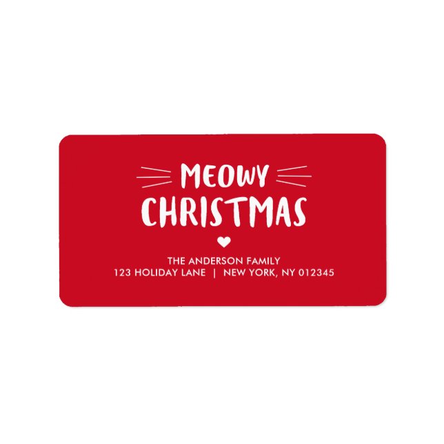 Cute Cat Meowy Christmas | Holiday Label (Front)