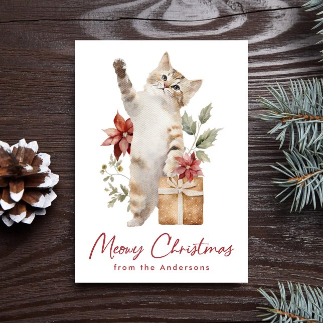 Cute Cat Meowy Christmas Non-Photo Holiday Card (Creator Uploaded)