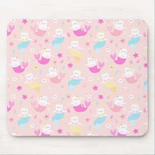 Cute Cat Mermaid Pattern Mouse Pad