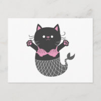 Cute cat mermaid silhouette - Choose back colour