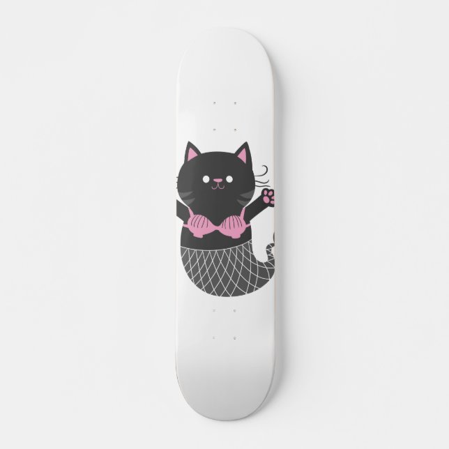 Cute cat mermaid silhouette - Choose back colour Skateboard (Front)