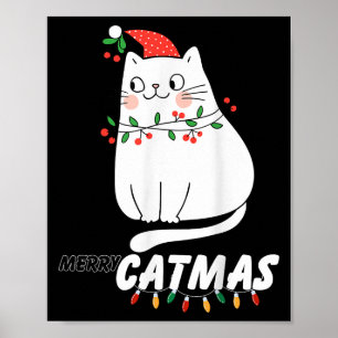 Cute Cat Merry Catmas Christmas Cat Lovers Santa P Poster