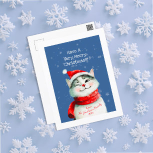 Cute Cat Merry Christmas Post Card