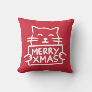 Cute Cat Merry Xmas Cushion