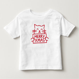 Cute Cat Merry Xmas Toddler T-Shirt