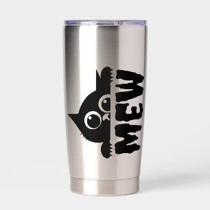 Cute Cat & “Mew” Text – Funny Cat Lover  Insulated Tumbler