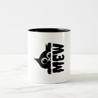 Cute Cat & “Mew” Text – Funny Cat Lover Mug (11 oz