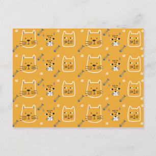 Cute Cat Modern Pattern Postcard