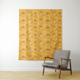 Cute Cat Modern Pattern Tapestry