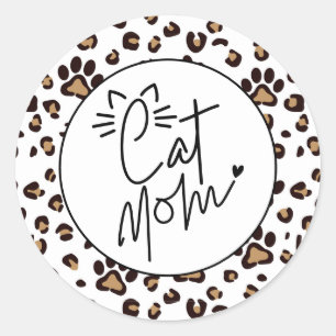 Cute Cat Mom Paw Prints  Classic Round Sticker