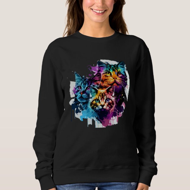 Cute cat moments Beautiful cat patterns for cat    Sweatshirt (Front)