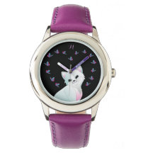 Cute Cat Monogram Purple Watch