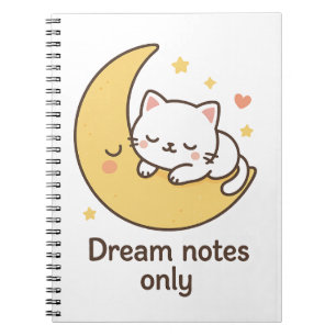 Cute Cat Moon – “Dream Notes Only” Notebook
