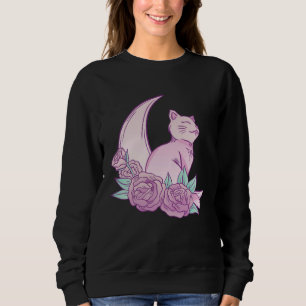 Cute Cat Moon Roses Pink Animal Fur Cool Purr Bree Sweatshirt