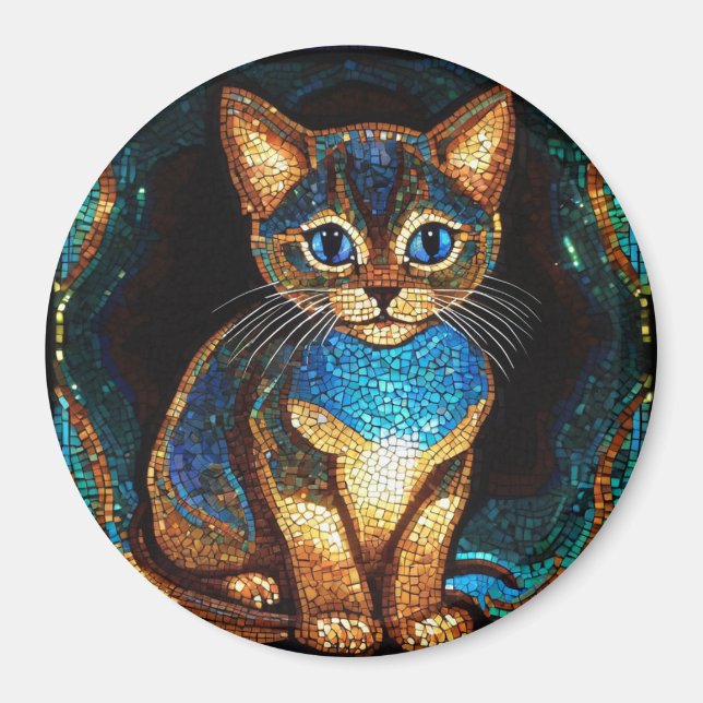 Cute Cat Mosaic Magnet (Front)