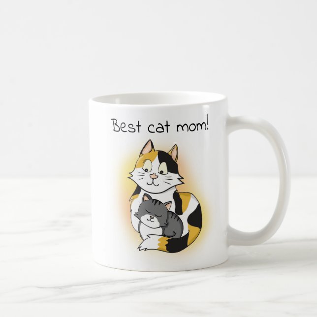Cute Cat Mother and Kitten Best Cat Mum Coffee Mug (Right)