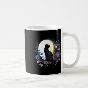Cute Cat Motif Cat In Moonlight Cat Coffee Mug