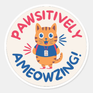 Cute Cat Motivational Round sticker