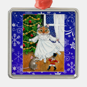 Cute cat mouse nutcracker ballet snow ornament
